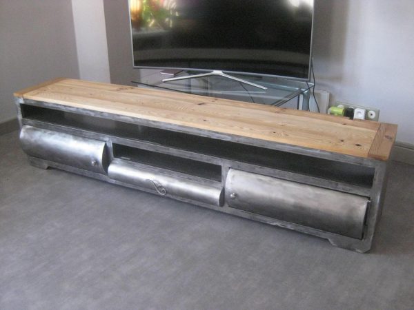 Meuble TV en métal et bois, modèle STATION – Image 2
