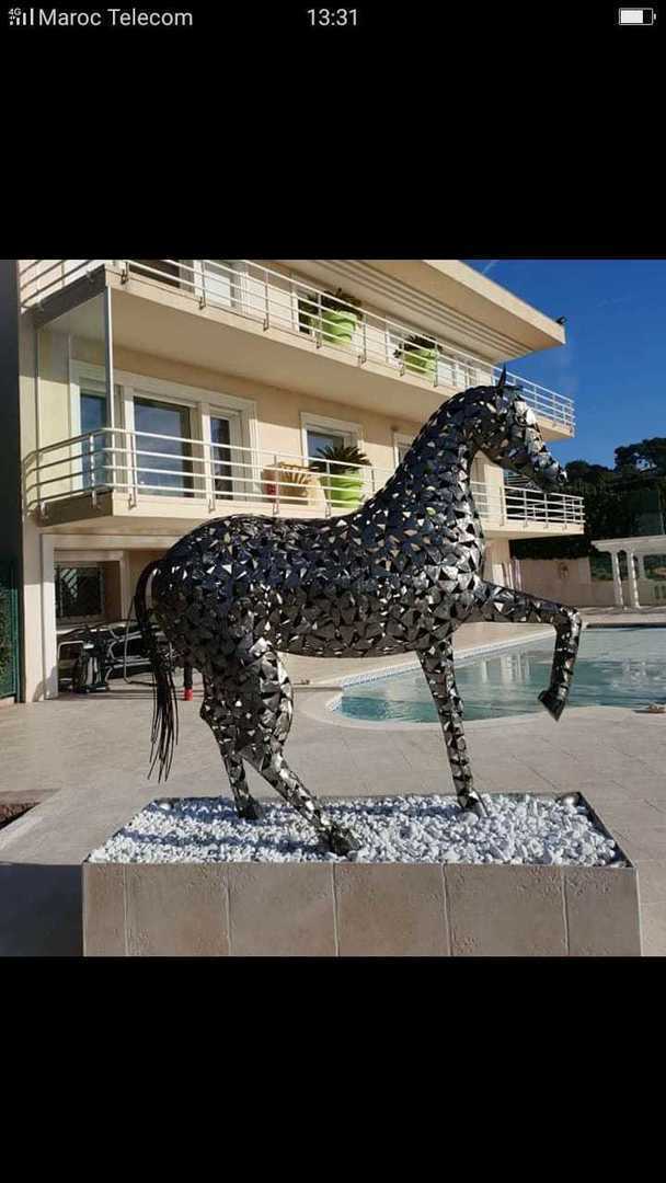 SCULPTURE CHEVAL METAL BOIS