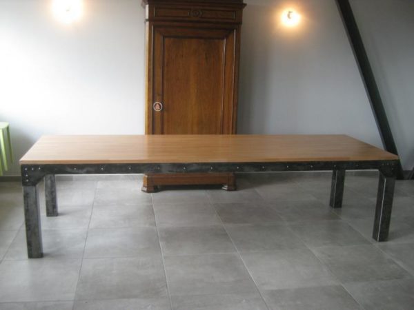 Table de salle à manger en métal et bois modèle 10 MILES – Image 4